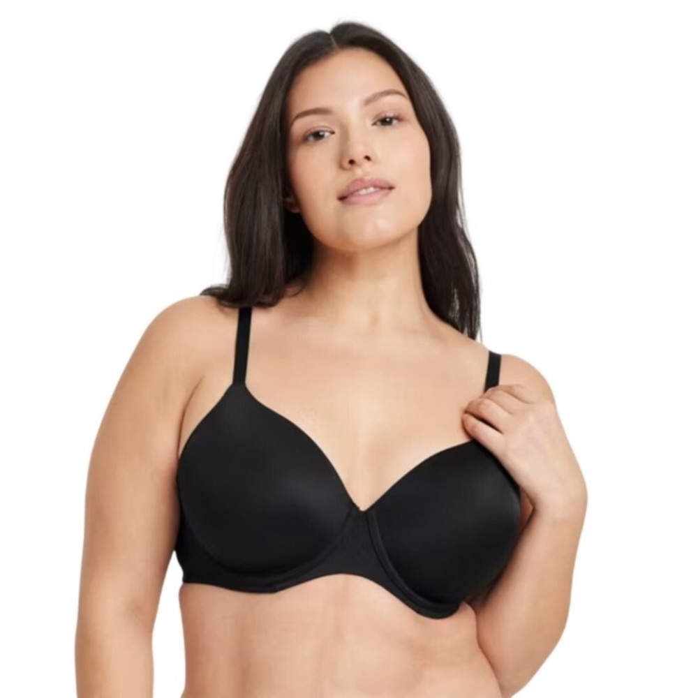Auden Smooth Lightly Lined Comfort Wire T-Shirt Bra NEW Black Womens Size 42C
